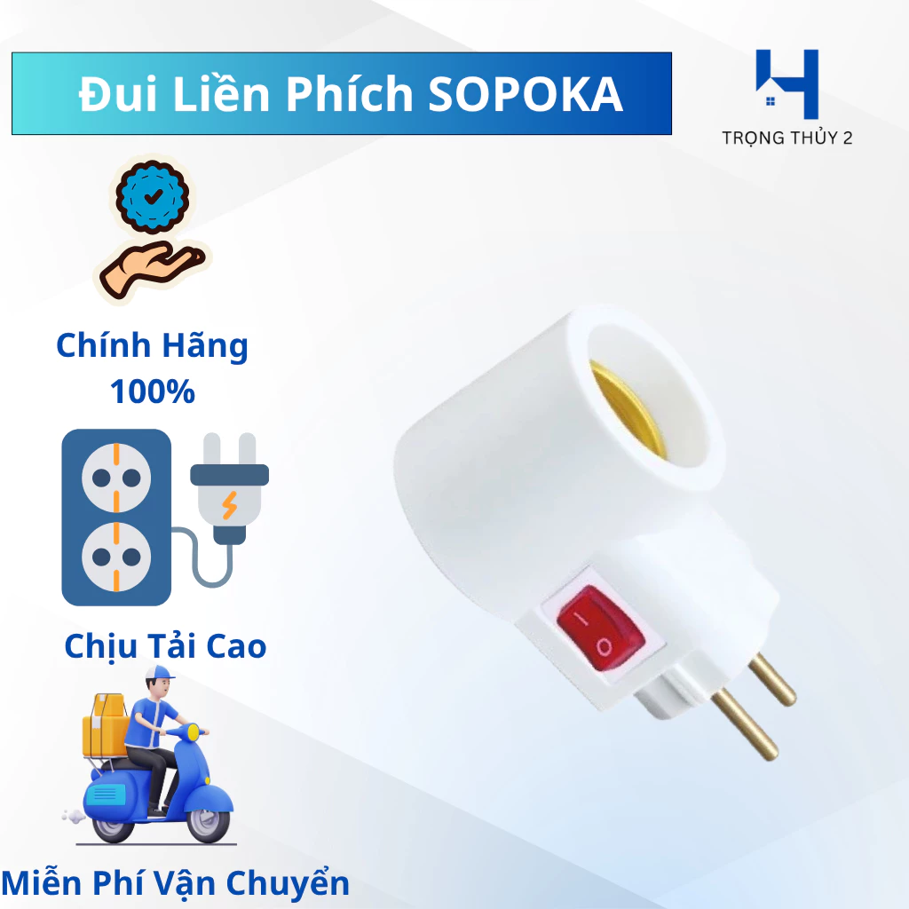 Đui Liền Phích Sopoka DLP123 - Tiện Lợi, An Toàn, Đui Đèn E27 Thông Dụng
