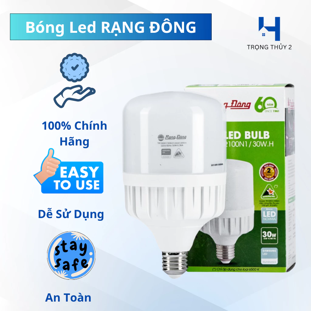 Bóng Đèn LED RẠNG ĐÔNG Công Suất 3W/5W/7W/9W/20W/30W - Tiết Kiệm Điện, Ánh Sáng Tự Nhiên, Độ Bền Cao