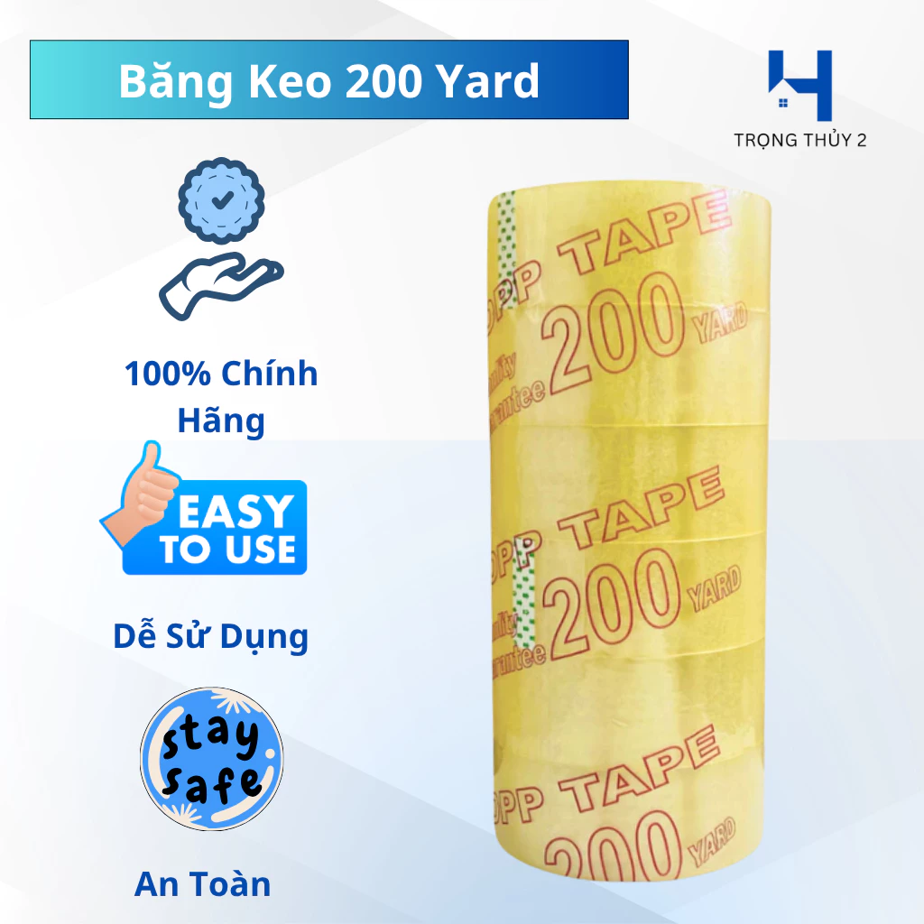 Băng Keo Trong, Đục Giá Sỉ 200 Yard – Đóng Gói Chắc Chắn, Bám Dính Tốt, Cuộn To, Dài 180m