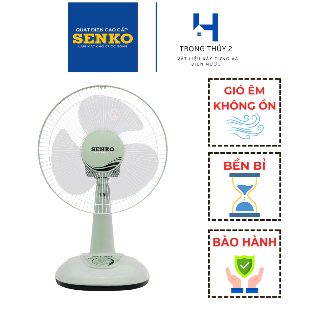 Quạt Bàn Senko B1216 - Công Suất 40W - Gió Êm, Không Ồn - Hàng Chính Hãng