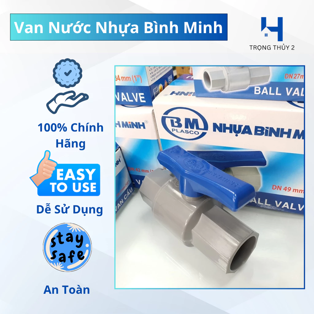 [Chính Hãng] Van Khóa Nước PVC Bình Minh DN 21mm, 27mm, 34mm – Bền Bỉ, Chống Rò Rỉ, Dễ Lắp Đặt