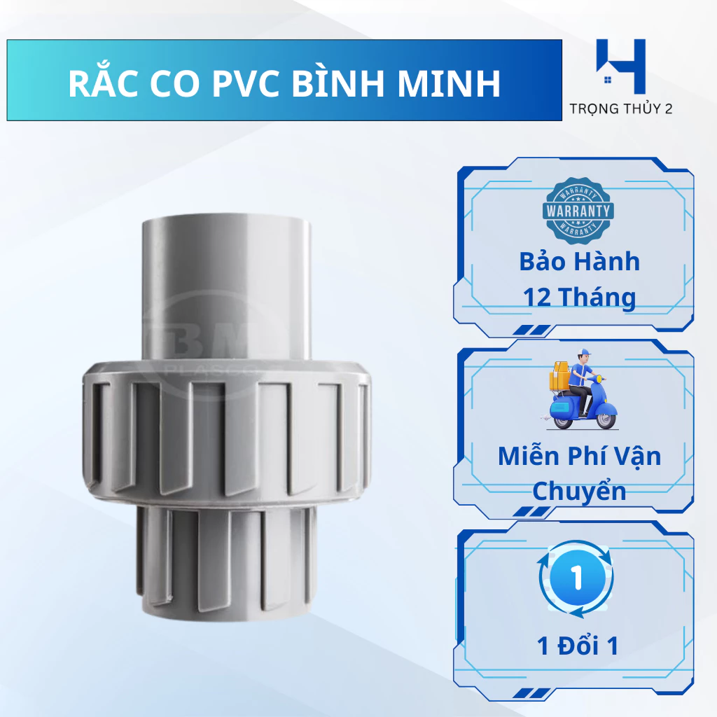 Rắc Co Nhựa PVC Bình Minh Phi 21, 27, 34 | Phụ Kiện Ống Nước Chính Hãng, Nhựa Dày Bền, Dễ Lắp Đặt